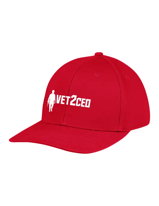 Premium Modern Structured Twill Red Snapback Cap w/Vet2CEO Logo