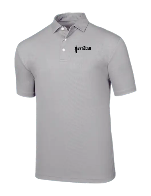 Callaway Birdseye Light Grey Polo w/Vet2CEO Logo