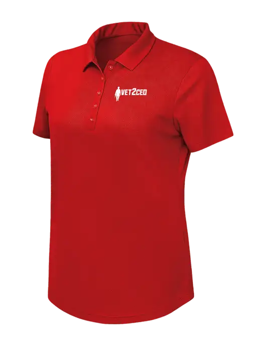 Callaway Womens Birdseye Red Polo w/Vet2CEO Logo