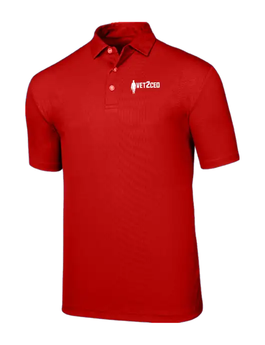 Callaway Birdseye Red Polo w/Vet2CEO Logo