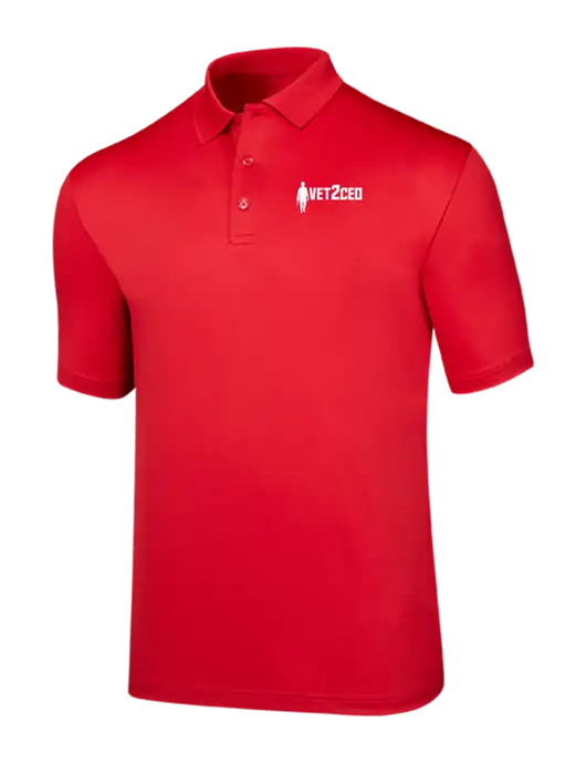 Callaway Opti-Dri Red Chev Polo w/Vet2CEO Logo