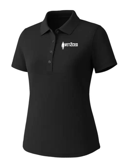 Callaway Womens Core Black Performance Polo w/Vet2CEO Logo