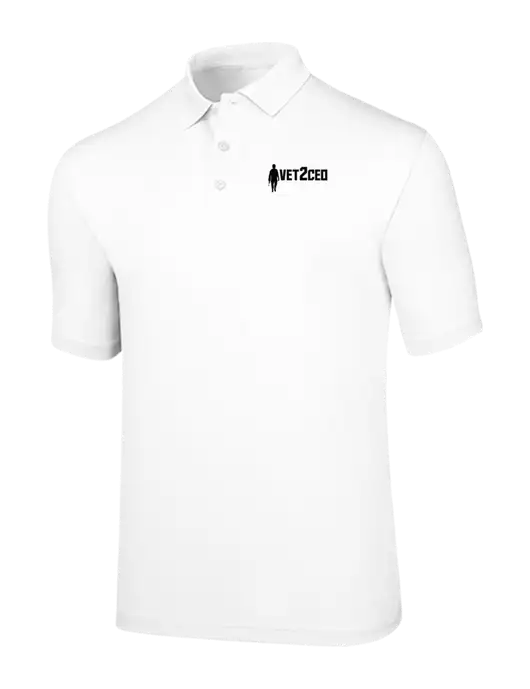 Callaway Opti-Dri White Chev Polo w/Vet2CEO Logo