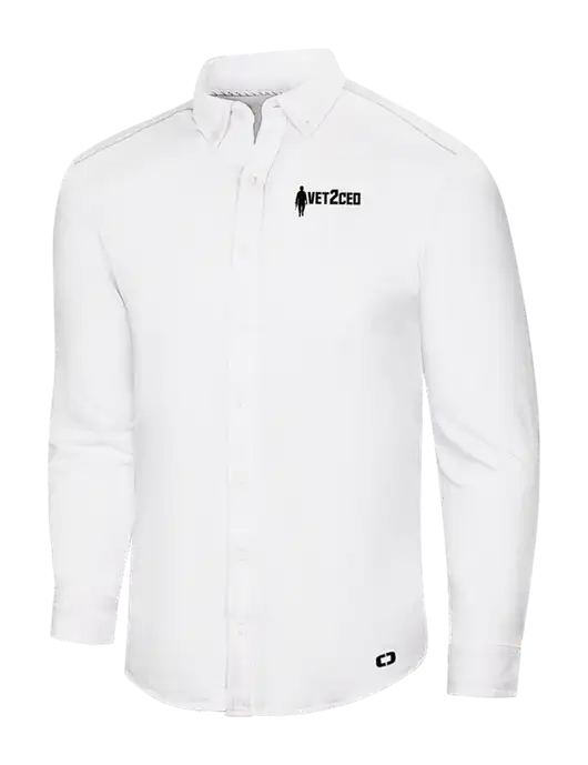 OGIO Bright White Modern Code Stretch Button-Up Shirt w/Vet2CEO Logo