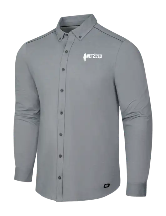 OGIO Medium Grey Heather Modern Code Stretch Button-Up Shirt w/Vet2CEO Logo