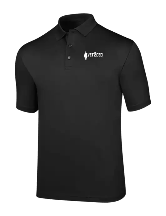 Callaway Opti-Dri Black Chev Polo w/Vet2CEO Logo