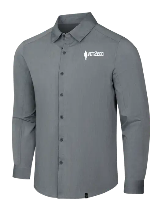 OGIO Medium Grey Heather Commuter Woven Shirt w/Vet2CEO Logo