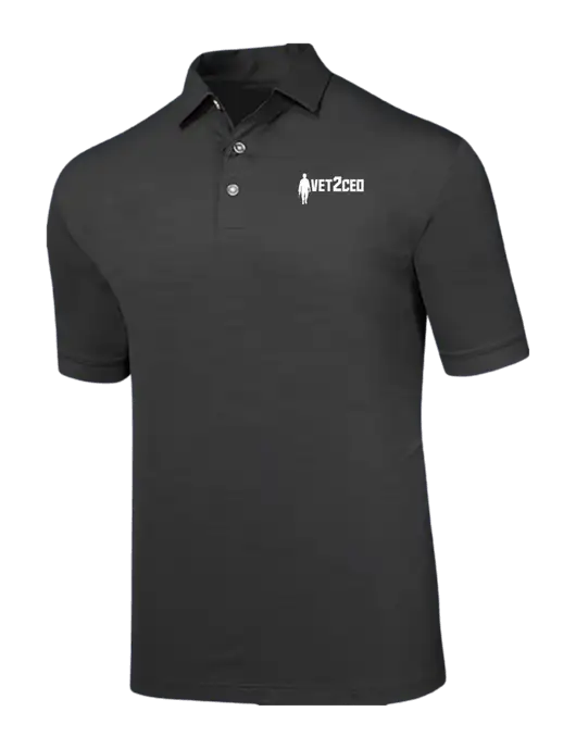 Callaway Black Fashion Tonal Polo w/Vet2CEO Logo