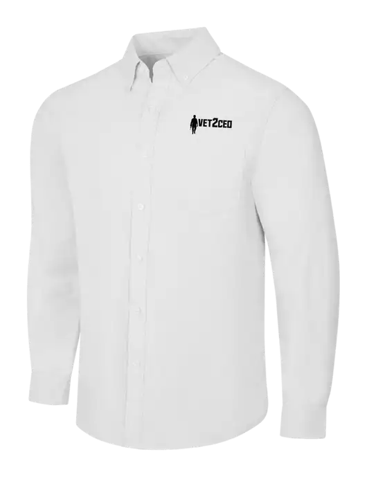 White SuperPro Oxford Shirt w/Vet2CEO Logo