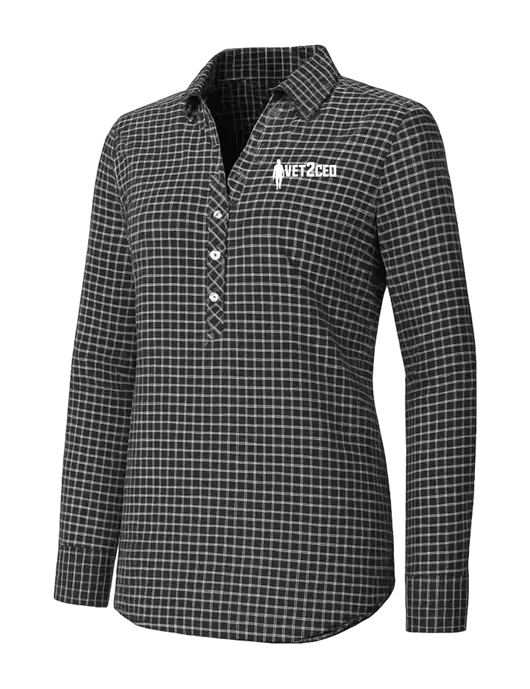 Womens Dark Grey/White City Stretch Shirt w/Vet2CEO Logo