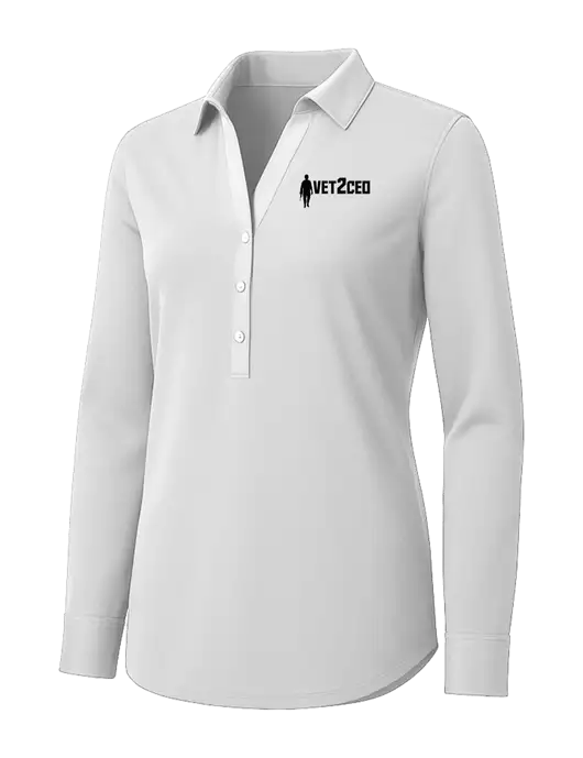 Womens White City Stretch Shirt w/Vet2CEO Logo