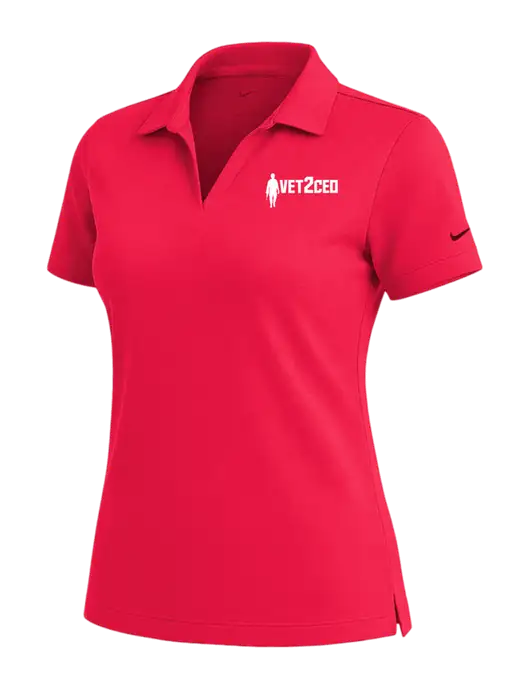 NIKE Red Womens Dri-Fit Micro Pique Polo w/Vet2CEO Logo