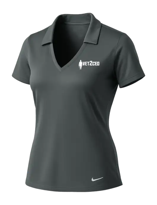 NIKE Dark Grey Womens Dri-Fit Vertical Mesh Polo w/Vet2CEO Logo