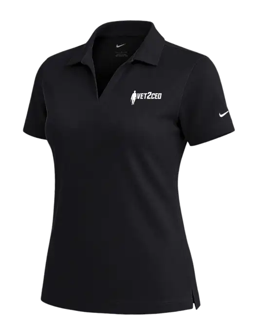 NIKE Black Womens Dri-Fit Micro Pique Polo w/Vet2CEO Logo
