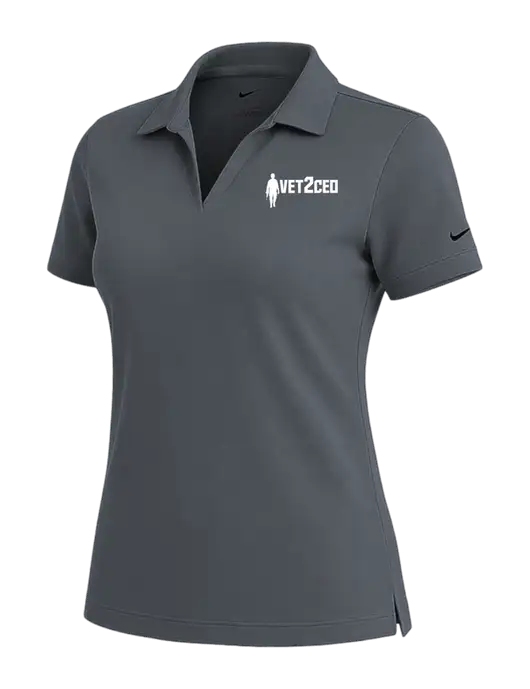 NIKE Dark Grey Womens Dri-Fit Micro Pique Polo w/Vet2CEO Logo