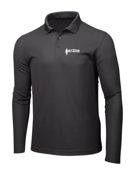 OGIO Charcoal Grey Caliber 2.0 Long Sleeve Polo w/Vet2CEO Logo