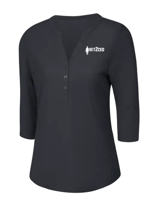 OGIO Charcoal Grey Jewel Henley w/Vet2CEO Logo