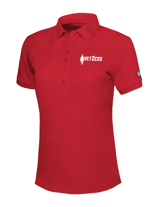 OGIO Womens Red Jewel Polo w/Vet2CEO Logo