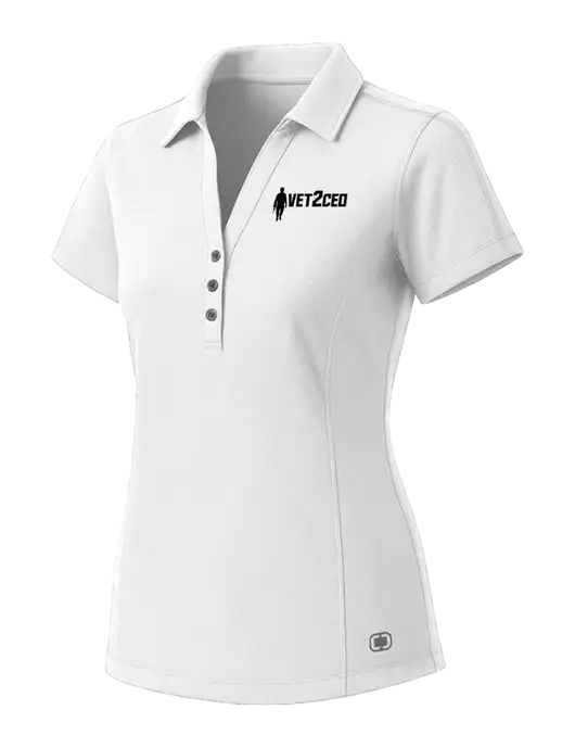 OGIO Womens White ONYX Polo w/Vet2CEO Logo