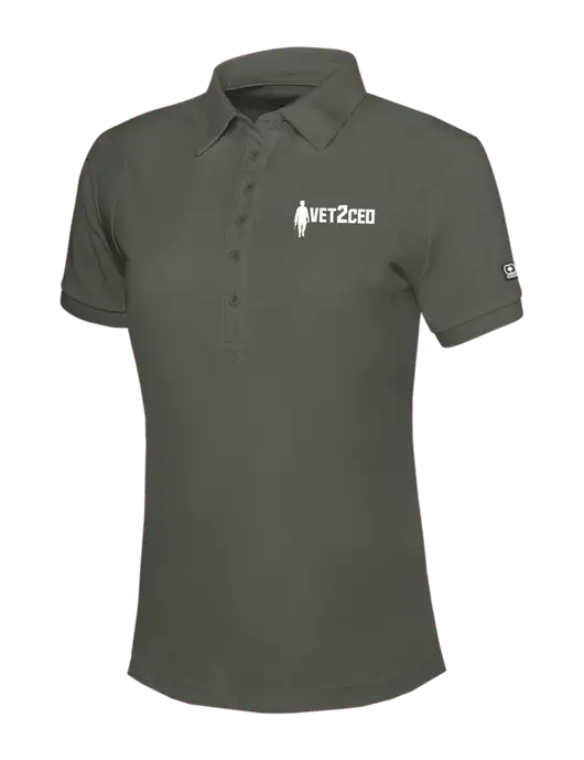 OGIO Womens Medium Grey Jewel Polo w/Vet2CEO Logo