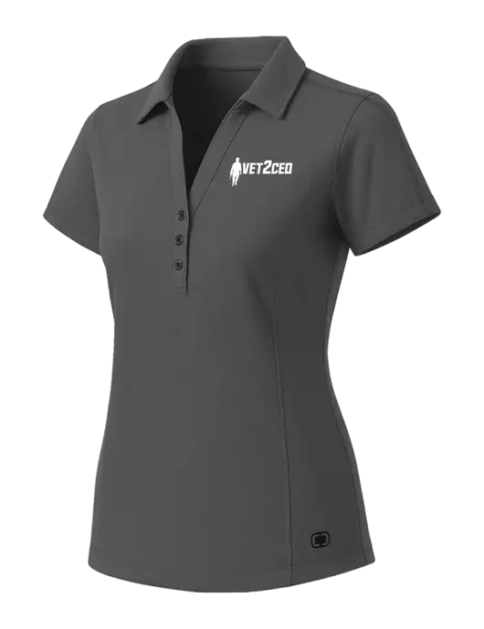 OGIO Womens Medium Grey ONYX Polo w/Vet2CEO Logo