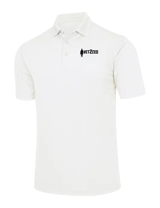 White Micropique Sport-Wick Polo w/Vet2CEO Logo