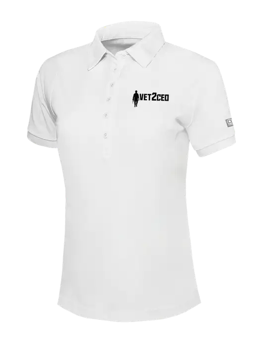 OGIO Womens Bright White Jewel Polo w/Vet2CEO Logo