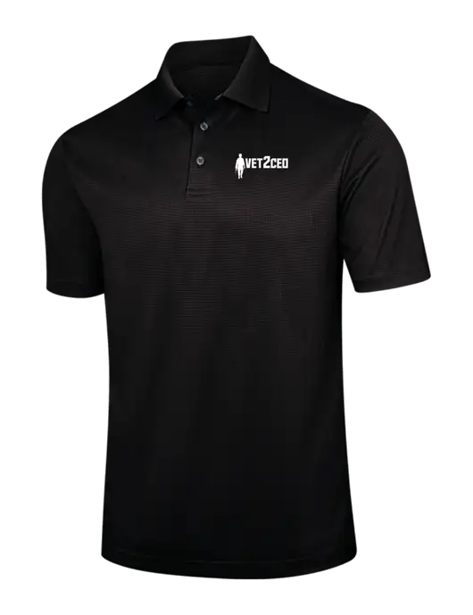 Black Performance Fine Jacquard Polo w/Vet2CEO Logo