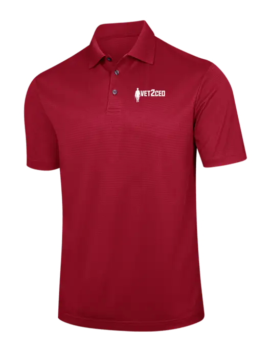 Red Performance Fine Jacquard Polo w/Vet2CEO Logo