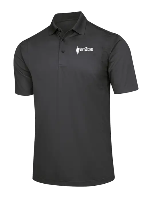 Dark Grey Micropique Sport-Wick Polo w/Vet2CEO Logo
