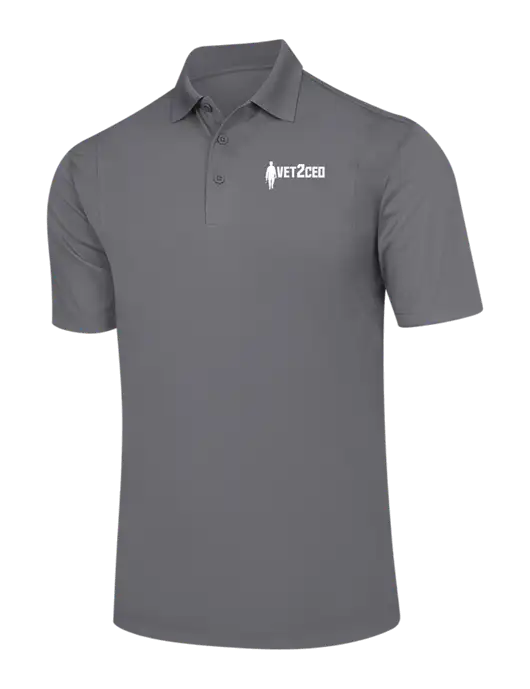 Medium Grey Micropique Sport-Wick Polo w/Vet2CEO Logo