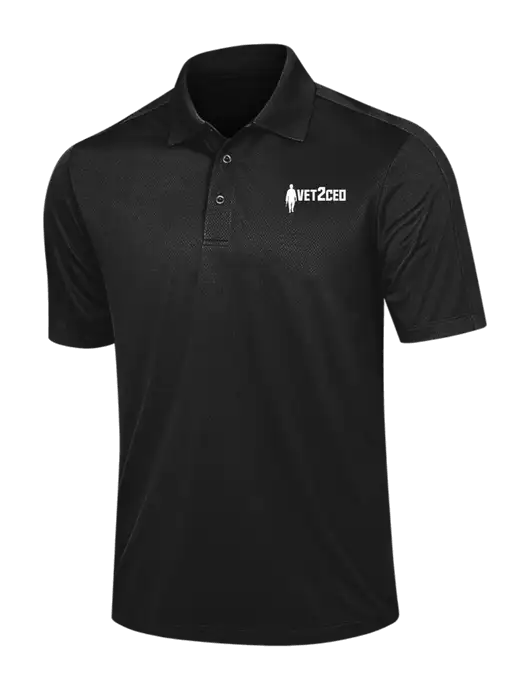 Black Diamond Textured Jacquard Polo w/Vet2CEO Logo