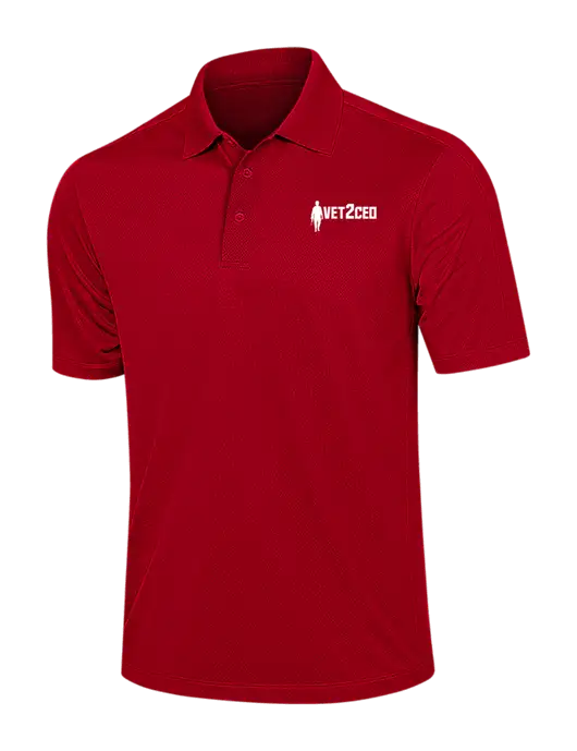 Red Diamond Textured Jacquard Polo w/Vet2CEO Logo