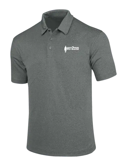 Charcoal Trace Heather Polo w/Vet2CEO Logo