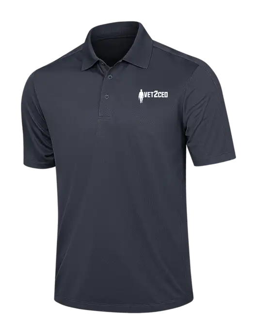 Dark Grey Diamond Textured Jacquard Polo w/Vet2CEO Logo