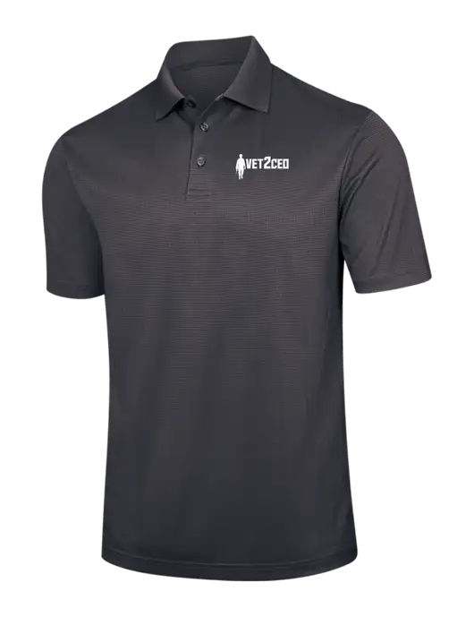 Dark Grey Performance Fine Jacquard Polo w/Vet2CEO Logo