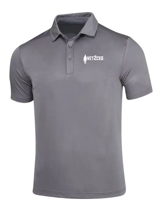 Dark Smoke Grey Posi-UV Pro Polo w/Vet2CEO Logo
