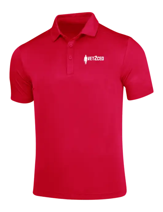 True Red Posi-UV Pro Polo w/Vet2CEO Logo