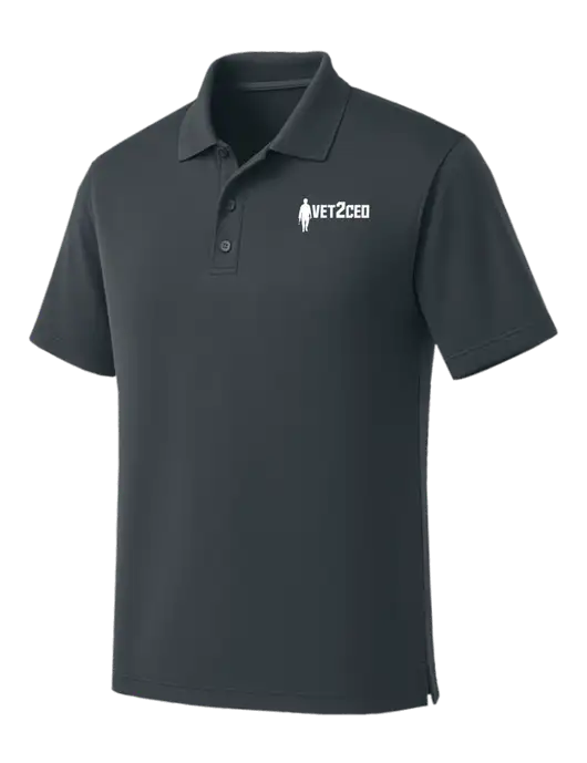 Dark Grey Dry Zone UV Micro Mesh Polo w/Vet2CEO Logo