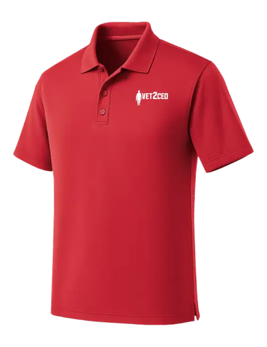 Red Dry Zone UV Micro Mesh Polo w/Vet2CEO Logo