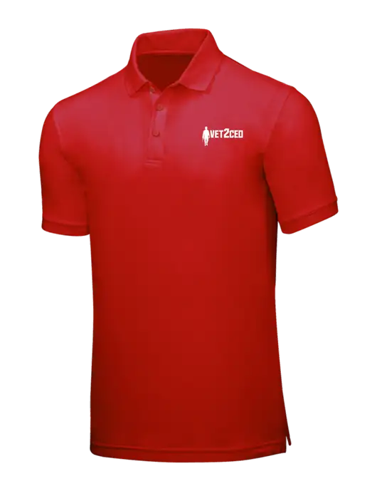 Red Core Classic Pique w/Vet2CEO Logo