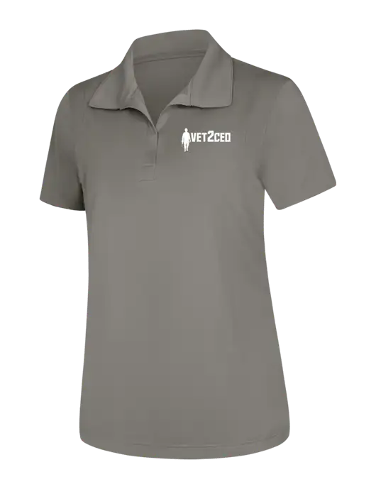 Womens Medium Grey Micropique Sport-Wick Polo w/Vet2CEO Logo
