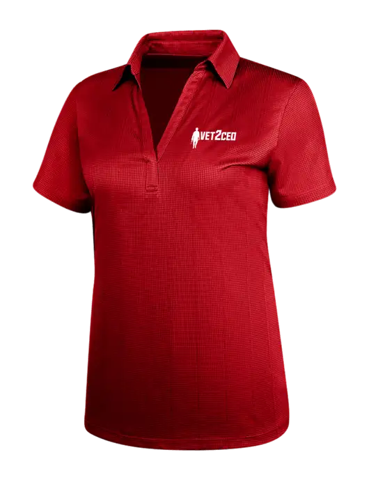 Red Womens Performance Fine Jacquard Polo w/Vet2CEO Logo