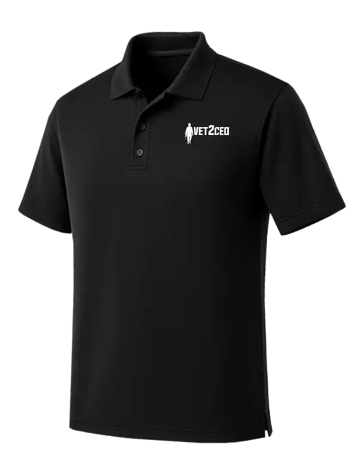 Black Dry Zone UV Micro Mesh Polo w/Vet2CEO Logo