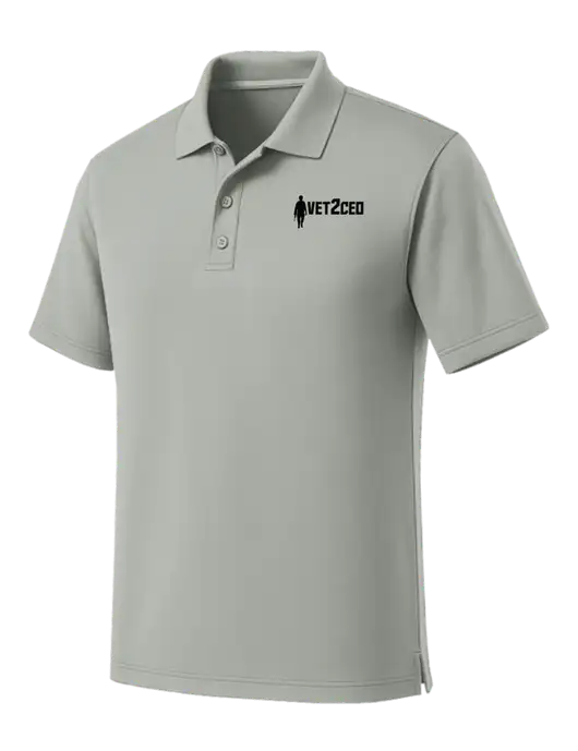 Light Grey Dry Zone UV Micro Mesh Polo w/Vet2CEO Logo
