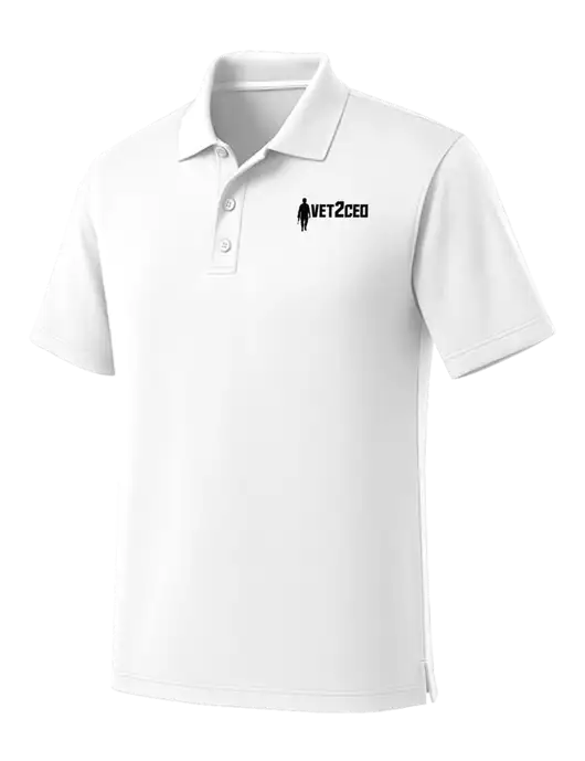 White Dry Zone UV Micro Mesh Polo w/Vet2CEO Logo