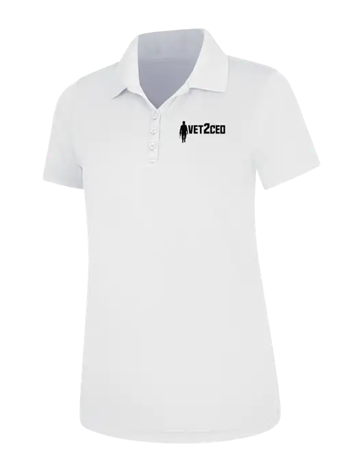 White Womens Dry Zone UV Mesh Polo w/Vet2CEO Logo