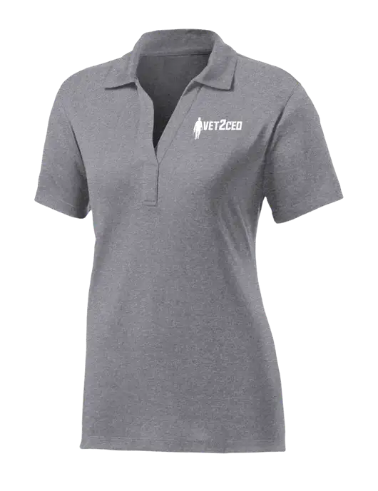 Womens Medium Grey Heather Contender Polo w/Vet2CEO Logo