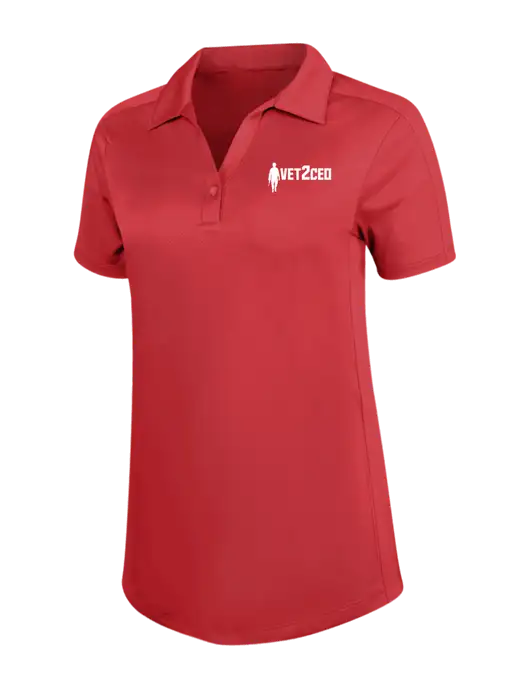 Womens Red Diamond Jacquard Polo w/Vet2CEO Logo