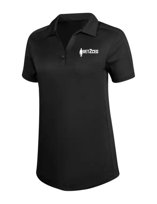 Womens Black Diamond Jacquard Polo w/Vet2CEO Logo